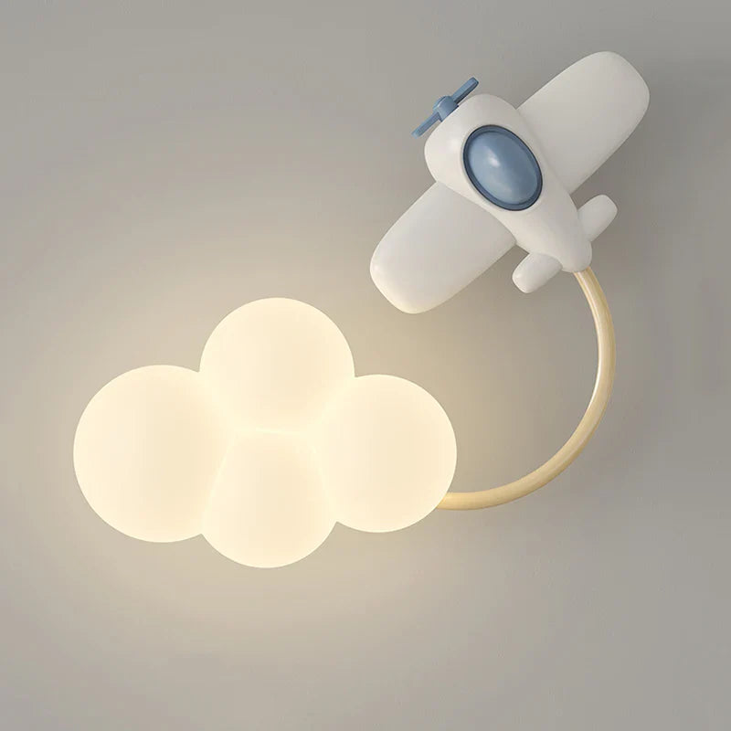 Rynx | CartoonAirplane - Children's Room Wall Lamp with Stars, Rainbow and Airplane Design