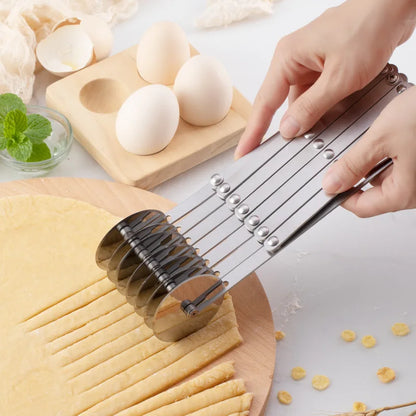 Rynx | 3/5/7 Wheel Cutter Dough Divider - Stainless Steel Dough Knife with Flexible Roller Blade - Pizza and Pastry Peeler - Baking Pan Tool
