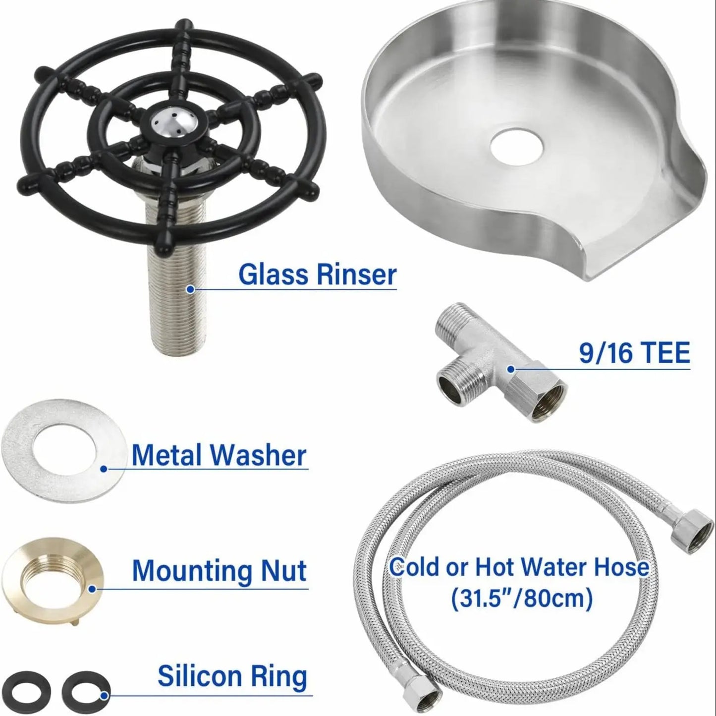 Rynx | Stainless Steel Kitchen Sink Glass Rinser - Faucet Glass Rinser and Bottle Washer for Kitchen Sinks - Essential Kitchen Sink Accessories