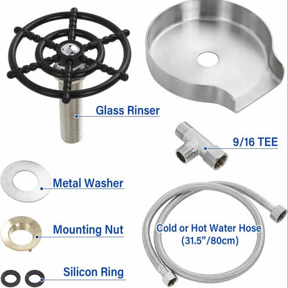 Rynx | Stainless Steel Kitchen Sink Glass Rinser - Faucet Glass Rinser and Bottle Washer for Kitchen Sinks - Essential Kitchen Sink Accessories