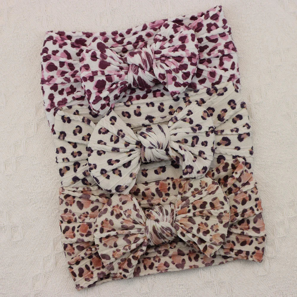 Rynx | 3Pcs Baby Headband Set: Knit Bows, Elastic Nylon Turban
