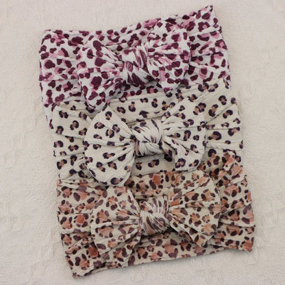 Rynx | 3Pcs Baby Headband Set: Knit Bows, Elastic Nylon Turban