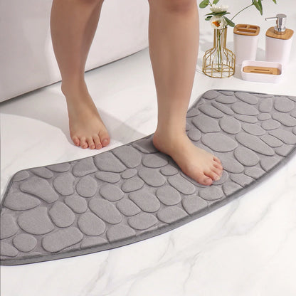 Rynx | Curved Bathroom Mat - Non-Slip Pebble Embossed Bath Mat | Absorbent Floor and Toilet Mat for Showers