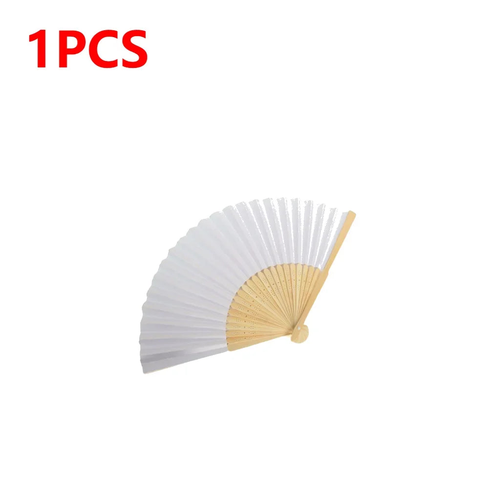 Rynx | DIY Paper Bamboo Folding Fans - Blank White Fans for Calligraphy, Painting, Wedding Gifts - Adults & Children's Practice (1-50pcs)