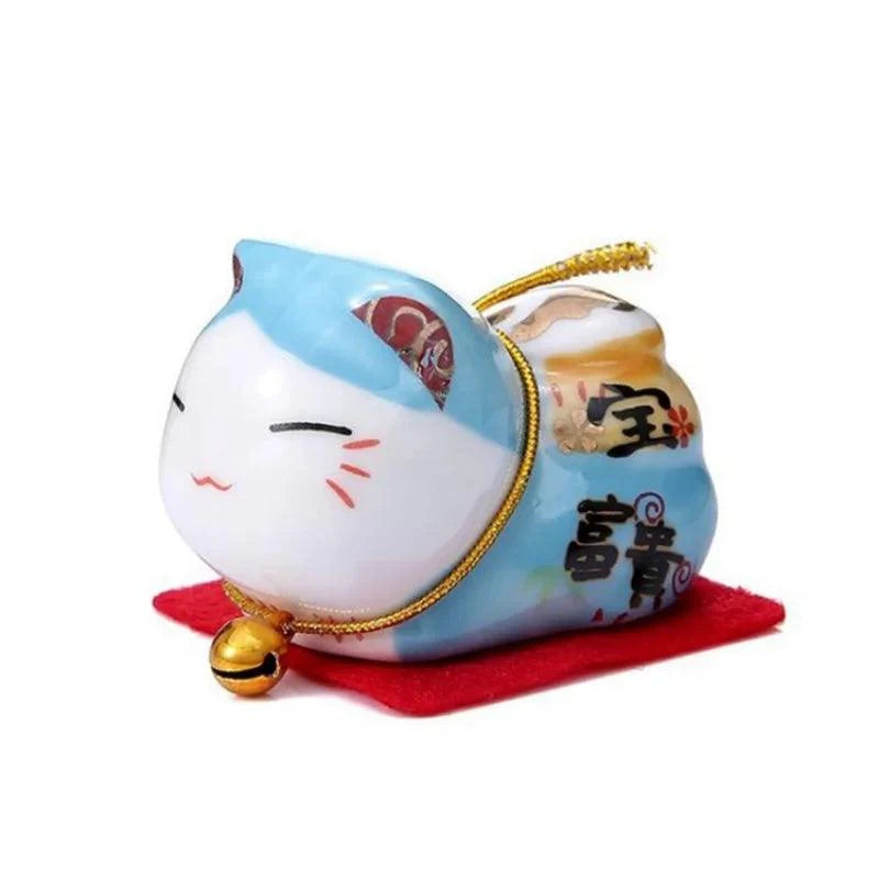 Rynx | Charming Japanese Ceramic Lucky Cat Daruma Figurine for Home Decor and Gifts