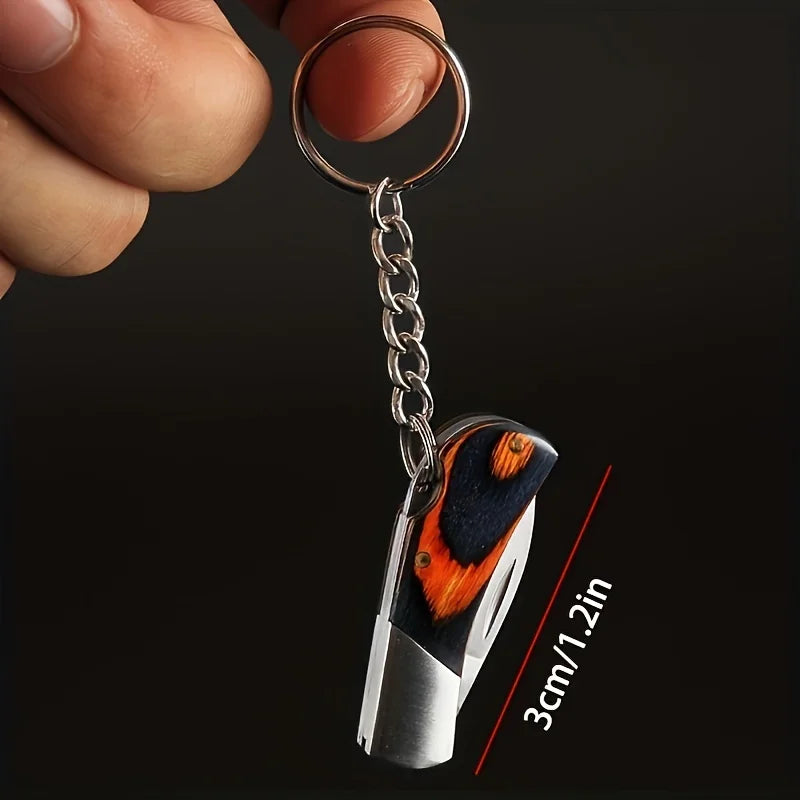 Rynx | Portable Small Blade Camping Keychain Knife - Stainless Steel Folding Pocket Knife with Key Ring Pendant, Perfect Bag Gift