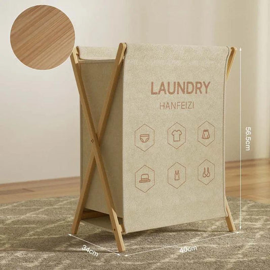 Rynx | Chic foldable laundry basket with lid - Elegant cotton-linen organizer for stylish home storage