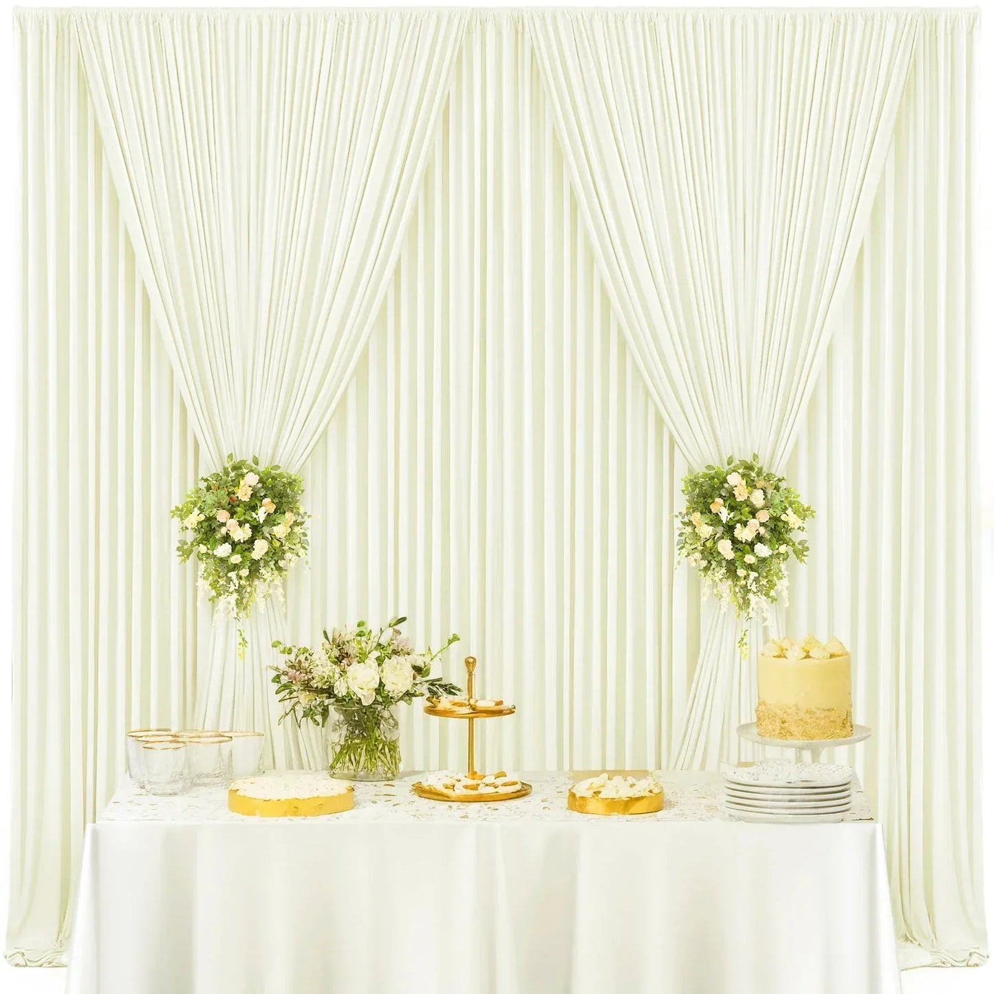 Rynx | 2PCS Sage Green Background Curtain for Party Wedding Wrinkle-free Photo Curtain Background Drapes Fabric Decoration for Baby Shower