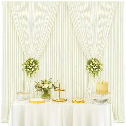 Rynx | 2PCS Sage Green Background Curtain for Party Wedding Wrinkle-free Photo Curtain Background Drapes Fabric Decoration for Baby Shower