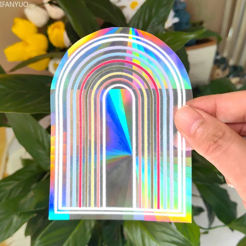 Rynx | PVC Self-Adhesive Glass Window Stickers | Sun Catcher Cat Moth Energy Suncatcher | Rainbow Prisms Sunlight Decals