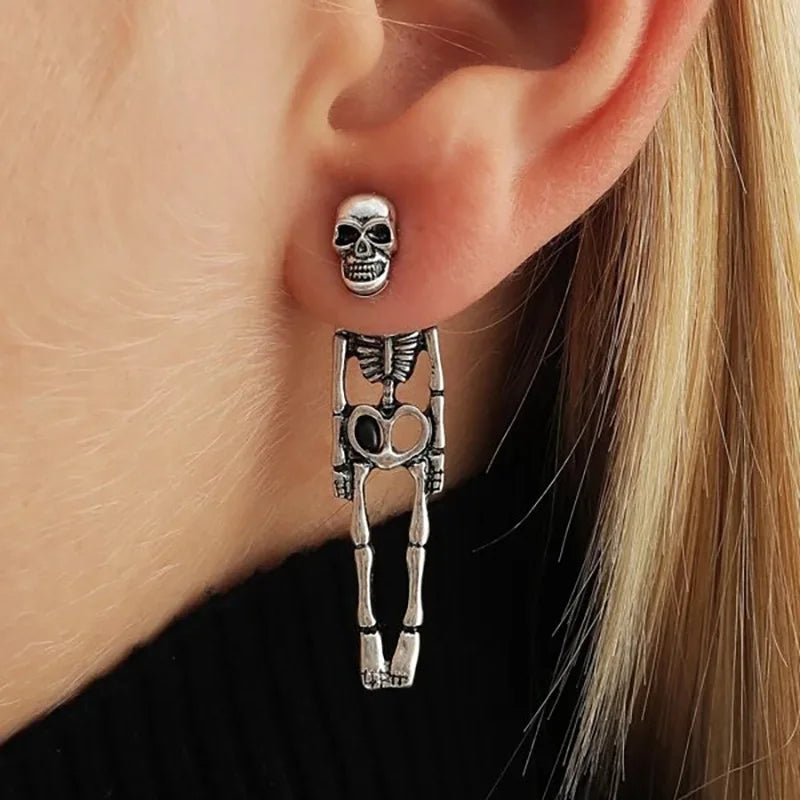 Rynx | Vintage Halloween Skull Skeleton Drop Earrings