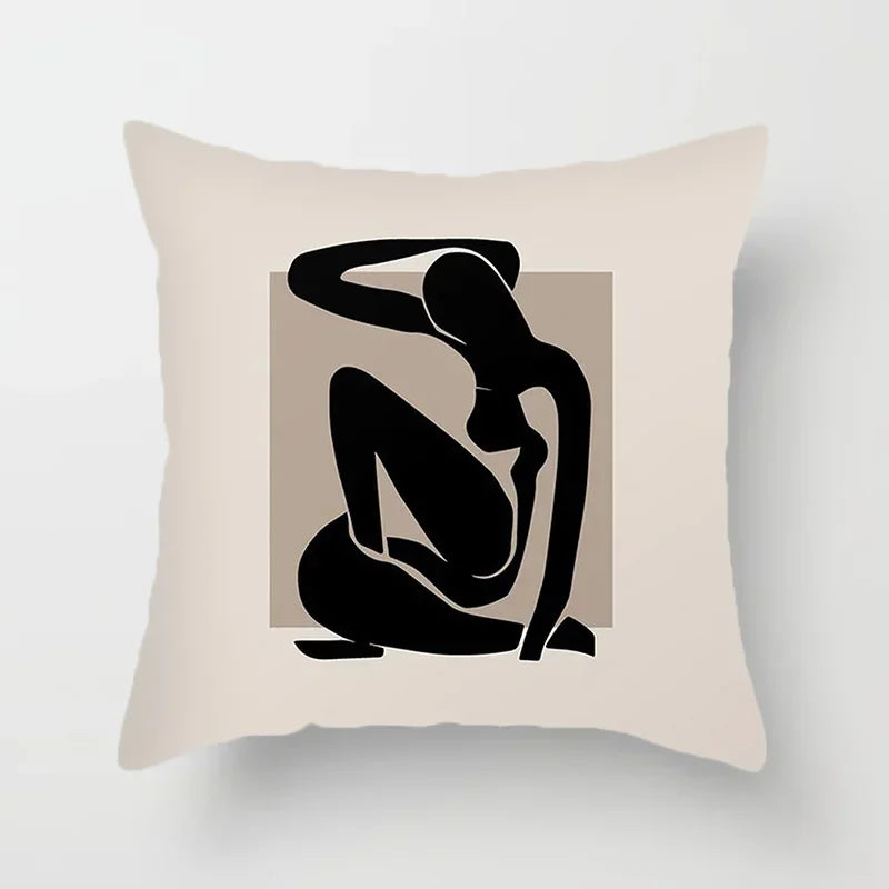 RYNX | Cushion cover - Modern Black-White Cushion Cover with Abstract Art Print P