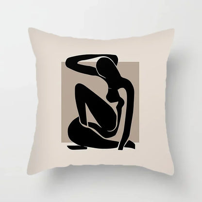 RYNX | Cushion cover - Modern Black-White Cushion Cover with Abstract Art Print P