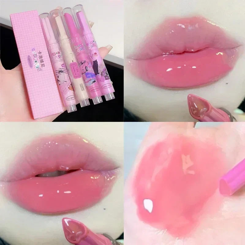 Rynx | Thin Tube Flower Lipstick Pencil Heart-Shaped Gel Lipstick Pencil Makeup Long-Lasting Moisturizing Lip Lacquer Girls Korean Cosmetics