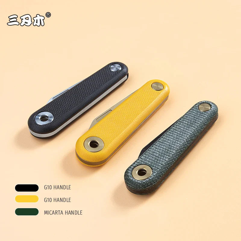 Rynx | SANRENMU 325S Pocket Folding Knife - Mini Key Outdoor Multi-Purpose Knife with 12C27 Blade and G10 Handle