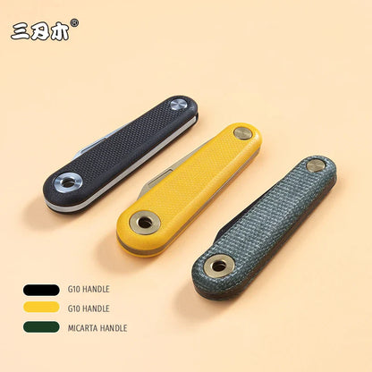 Rynx | SANRENMU 325S Pocket Folding Knife - Mini Key Outdoor Multi-Purpose Knife with 12C27 Blade and G10 Handle