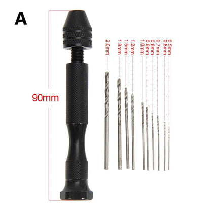 Rynx | Adjustable Manual Hand Drill With Keyless Chuck | Mini Micro Aluminum Hand Drill | HSS Steel Twist Drill Bit | Resin Mold Tools