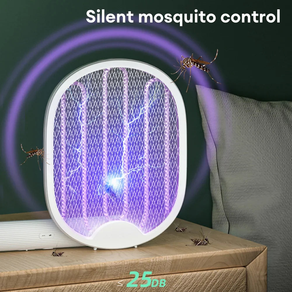 Rynx | Foldable Electric Mosquito Killer Fly Catcher USB Rechargeable Mosquito Racket Insect Killer with UV Light Bug Zapper 3000V