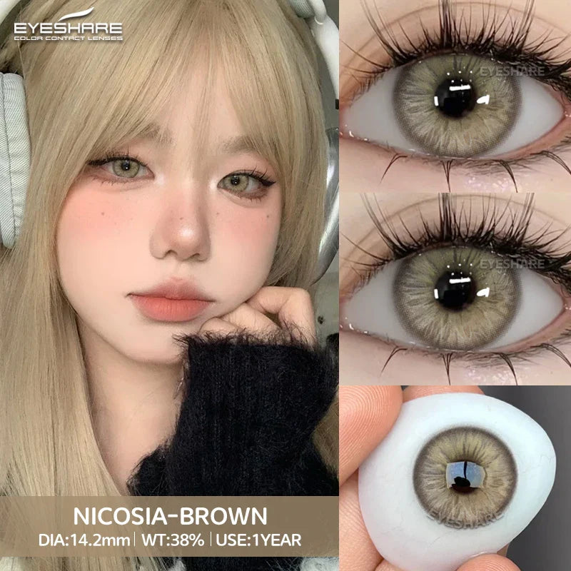Rynx | New natural colors contact lenses for the eyes 2pcs./1pair colored beautiful pupil color lenses yearly brown eyes contact
