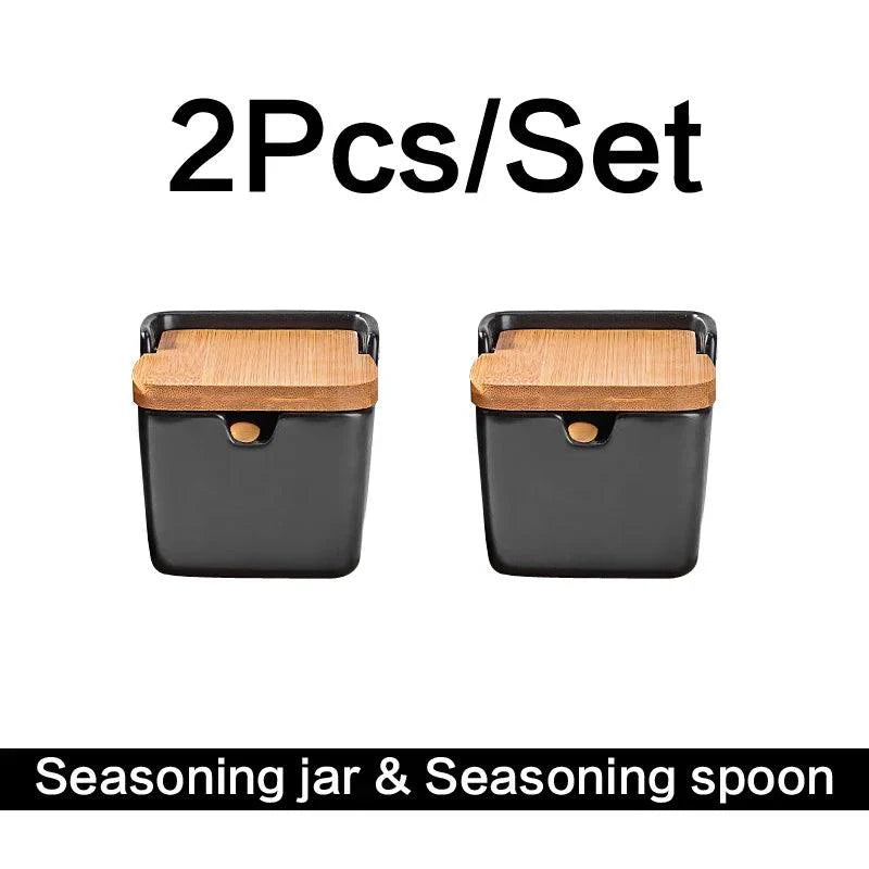 Rynx | Chic European ceramic spice storage set with salt box & spice organizer
