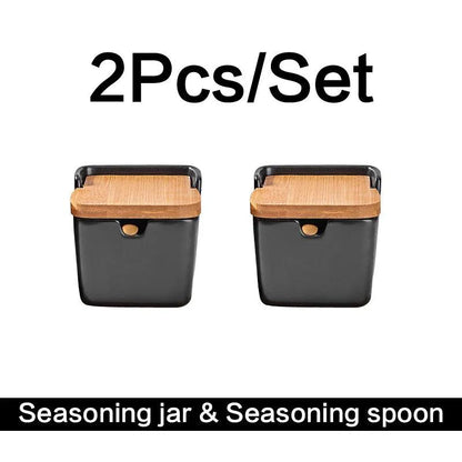 Rynx | Chic European ceramic spice storage set with salt box & spice organizer