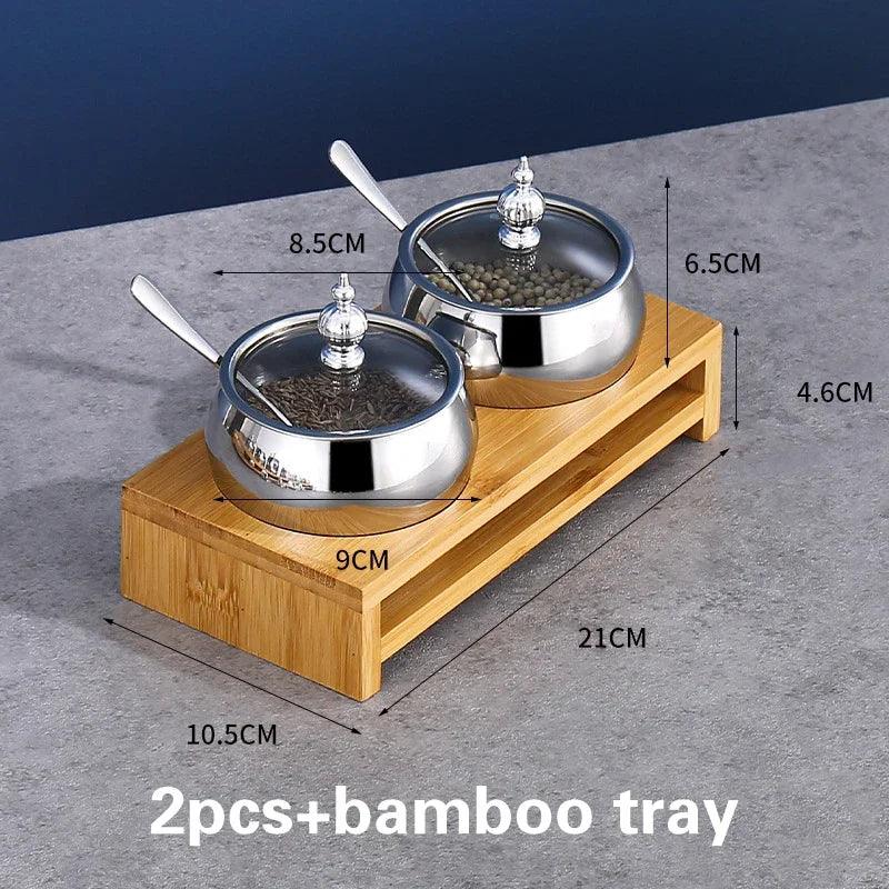 Rynx | Stainless Steel Spice Storage and Oil Sprayer Set - Essential Organizer for Culinary Lovers