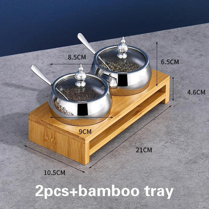Rynx | Stainless Steel Spice Storage and Oil Sprayer Set - Essential Organizer for Culinary Lovers