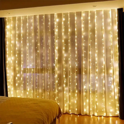 Rynx | 6/4/3M USB Curtain String Lights 8 Modes Bedroom Home Christmas Tree Garland Light Wedding Christmas Holiday Decor Fairy Lights
