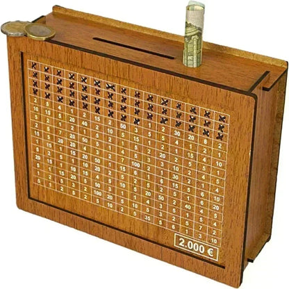 Rynx | Wooden Money Box Piggy Bank - Reusable Cash Bank with Savings Goal and Numbers for Encouraging Saving Habits