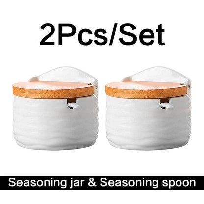 Rynx | Chic European ceramic spice storage set with salt box & spice organizer