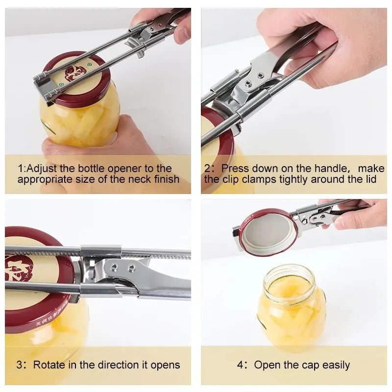 Rynx | Adjustable Stainless Steel Can Opener | Non-Slip Bottle Opener | New Kitchen Tool