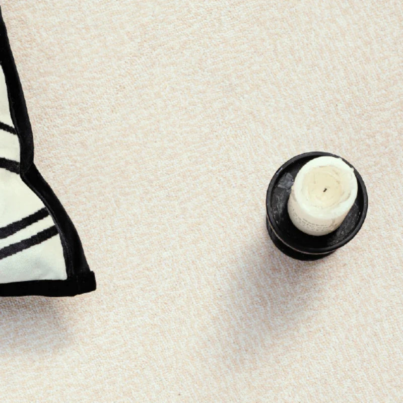 Rynx | Minimalist Beige Living Room Sofa Coffee Table Rugs Black Striped Large Area Nightstand Rug French Style Wardrobe Rugs Carpet