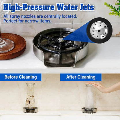 Rynx | Stainless Steel Kitchen Sink Glass Rinser - Faucet Glass Rinser and Bottle Washer for Kitchen Sinks - Essential Kitchen Sink Accessories