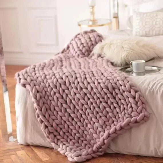 RYNX | Chunky Knit Blanket – Cozy Wool Blanket For Every Room – Soft & Warm – Perfect For Sofa And Bed