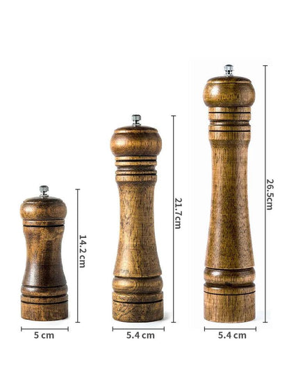 Rynx | Stylish Wood Salt and Pepper Mill Set with Adjustable Ceramic Mechanisms and Elegant Stand