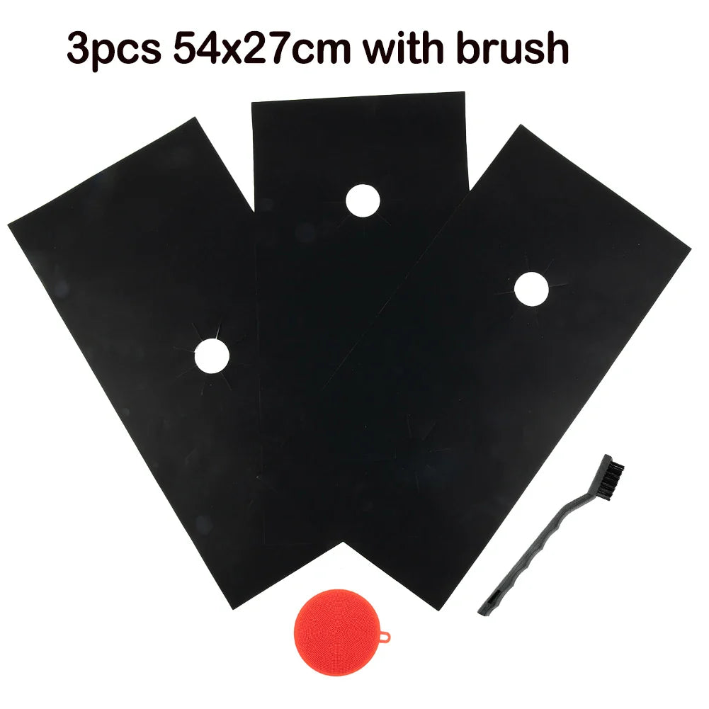 Rynx | 1 Set Gas Stove Pad and Protective Cover - 5-Hole Kitchen Cleaning and Anti-Dirty Non-Stick Reusable Stovetop Protector Pads