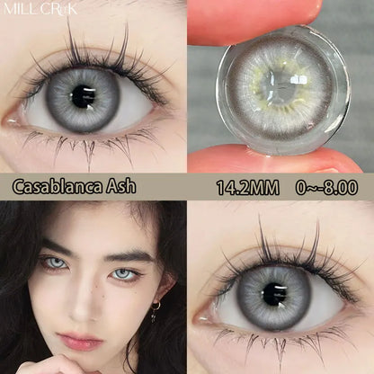 Rynx | 1Pair New Lenses Colored Contact Lenses with Prescription Myopia Lenses with Power 0~-8 Blue Lenses Fast Delivery