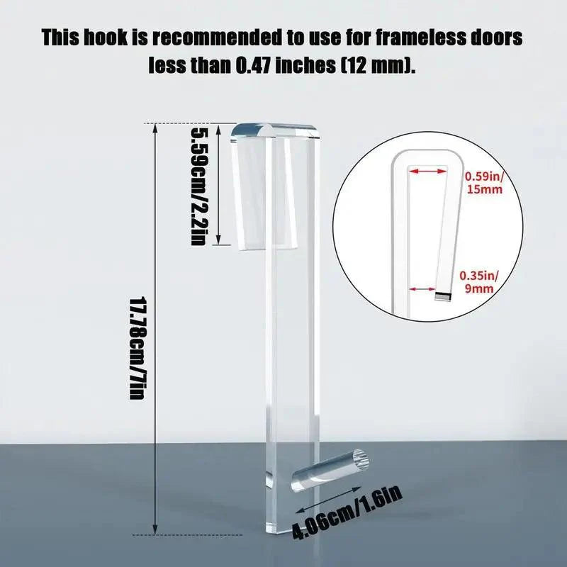 Rynx | Frameless Acrylic Shower Door Organizer - Effortless Installation Without Drill Required