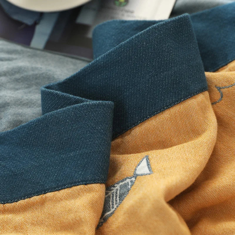 Rynx | Textile City Ins Leaf Fish Comforter 5-Layer Cotton Gauze Towel Blanket Home Bed Quality Duvet 200x230cm