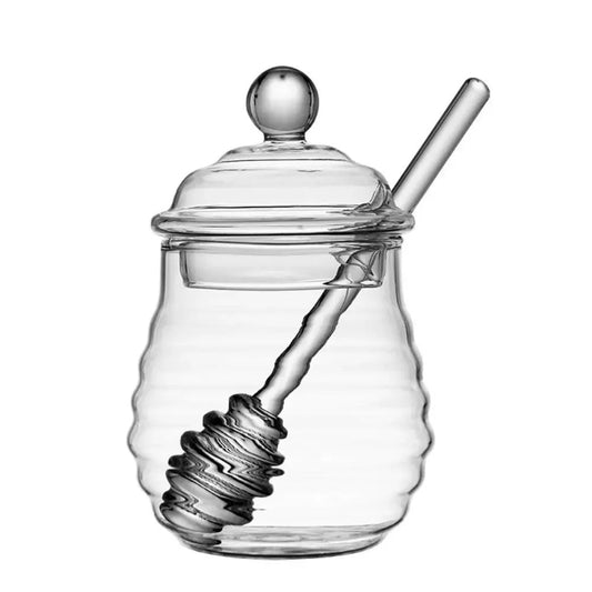 Rynx | Elegant clear glass honey jar collection with dipper and lid - Perfect for any occasion