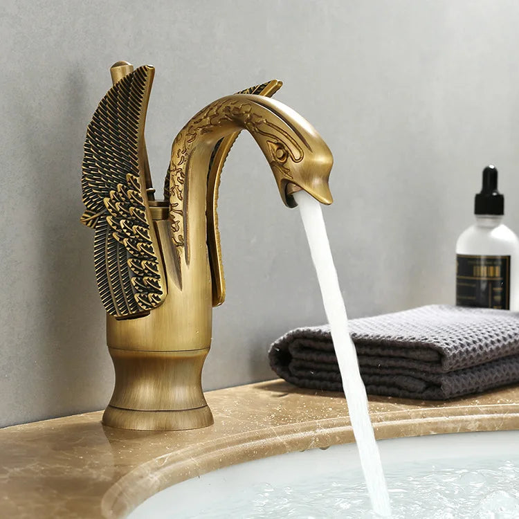 Rynx | Swan Single Handle Golden Basin Faucet