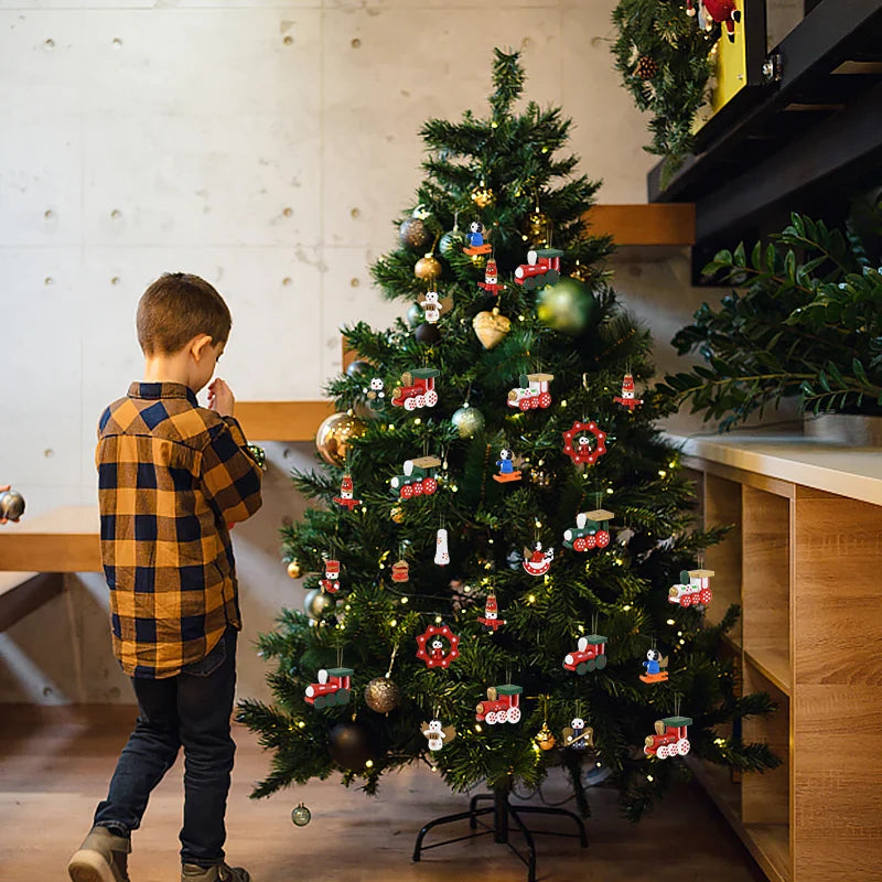 Rynx Wooden Pull Tags Christmas Tree Mini Hanging Doll Ornaments Decoration for Home 2024 Navidad Noel Xmas New Year 2025 Gifts