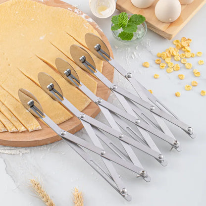 Rynx | 3/5/7 Wheel Cutter Dough Divider - Stainless Steel Dough Knife with Flexible Roller Blade - Pizza and Pastry Peeler - Baking Pan Tool