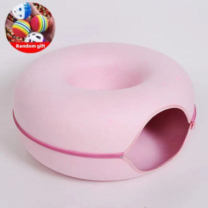 Rynx | Donut Cat Bed Pet Cat Tunnel Interactive Play Toy Cat Bed Dual-use Indoor Toy Kitten Sports Equipment Cat Training Toy Cat House