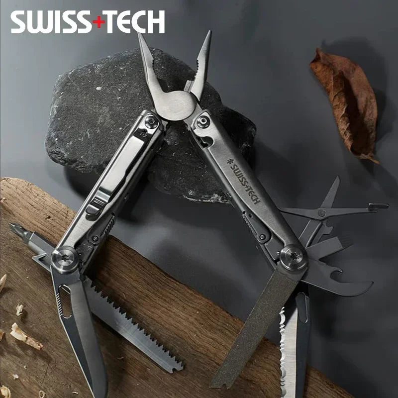 Rynx | SWISS TECH 18-in-1 Multitool Pliers – Folding Multi-Functional Tool, Pocket Knife, Portable EDC Outdoor Equipment