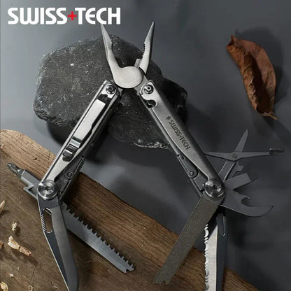 Rynx | SWISS TECH 18-in-1 Multitool Pliers – Folding Multi-Functional Tool, Pocket Knife, Portable EDC Outdoor Equipment
