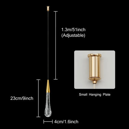Rynx | Crystal LED Pendant Lights: Perfect for Bedrooms, Dining Rooms, Bar - Water Droplet Chandelier, Stair Lamp for Interior Decoration