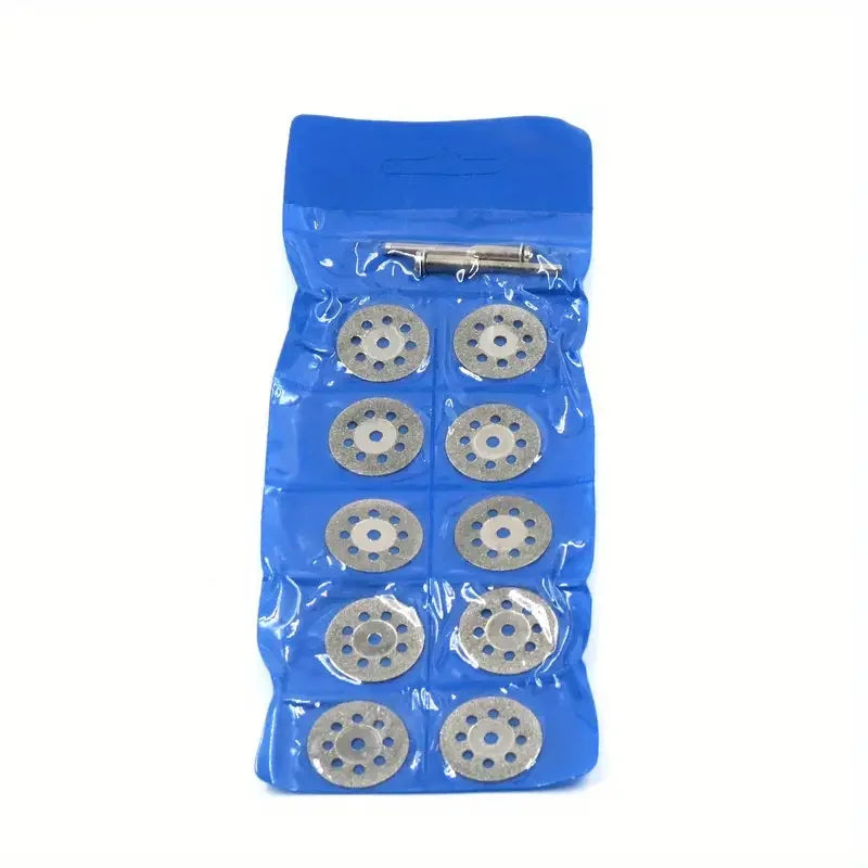 Rynx | Diamond Cut Off Rotary Tool Discs: 10Pcs 16-30mm Mini Sharp with Hole for Dremel - DIY Accessories with 2Pcs Rod