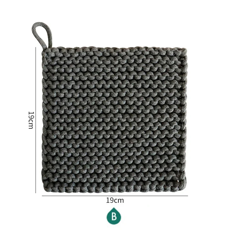 Rynx | Woven Pot Holder Cotton Coaster Heat Resistant Cup Mug Mat Coffee Tea Hot Drink Coaster Placemat Table Decoration Accessories