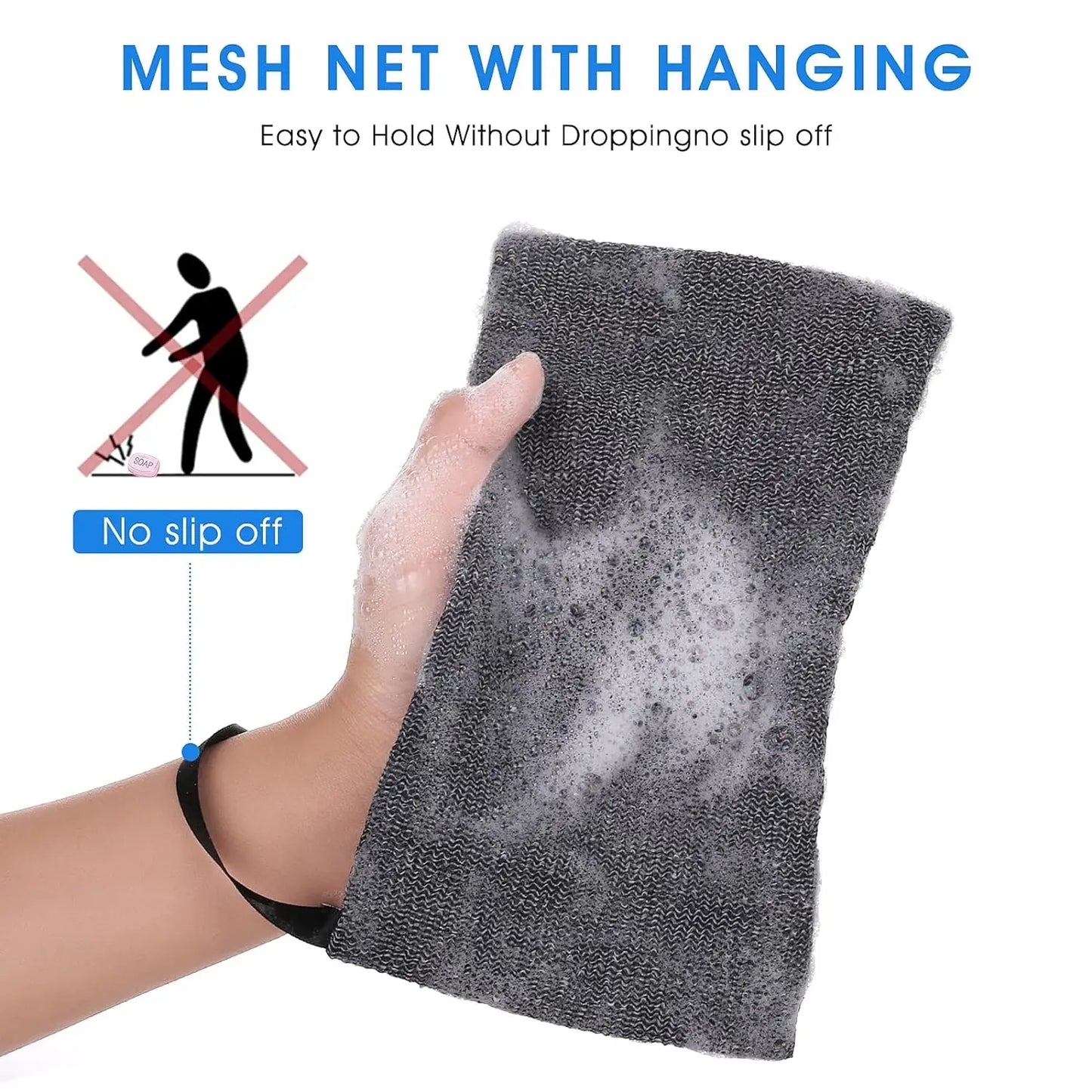 Rynx | 3 PCS Soap Exfoliating Bag Set: Mesh Woven Body Foam Scrubber Pouch for Bathroom Shower - Soap Saver Pocket Sponge Exfoliator